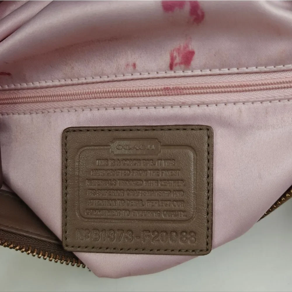 Coach Olive Brown and Cream CC Signature Patterned Shoulder Bag Handbag Purse